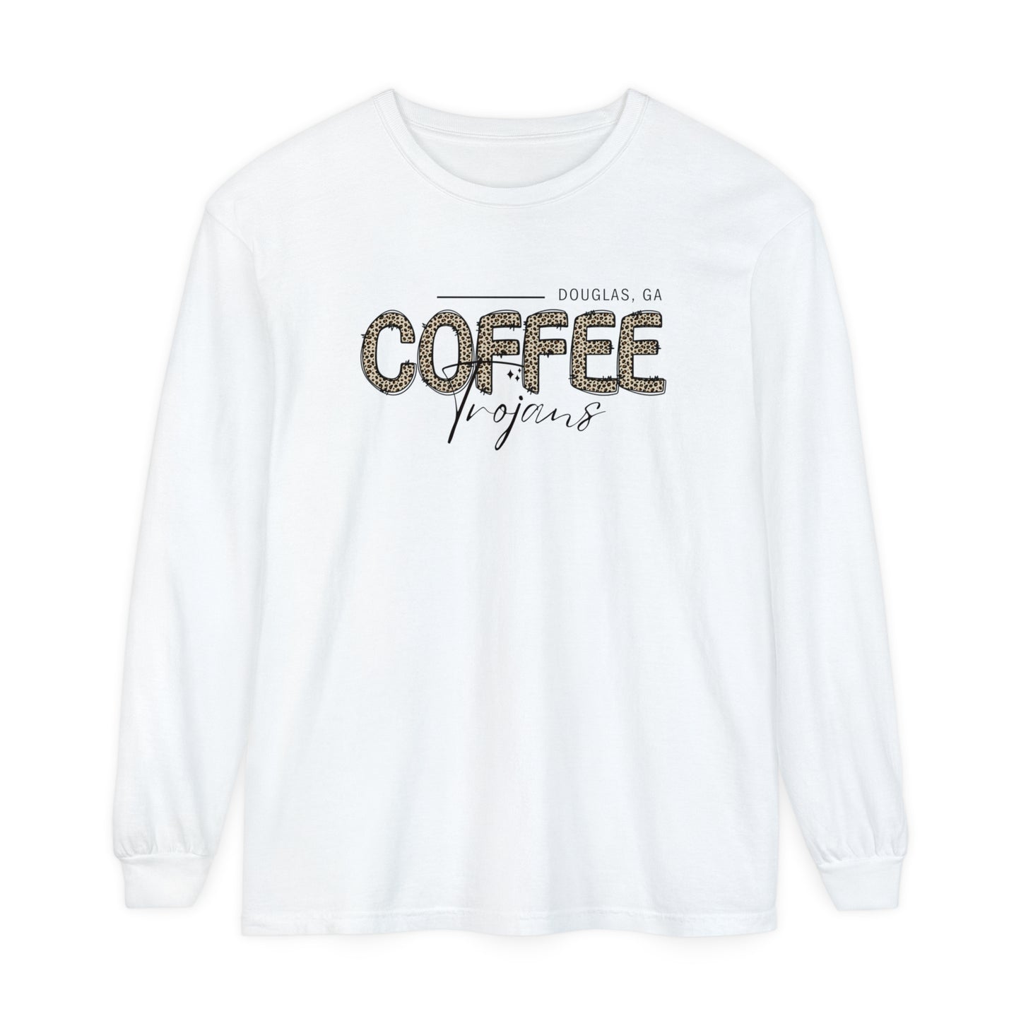 Comfort Colors Long-Sleeve T-Shirt Coffee Trojan Douglas Ga Leopard Print