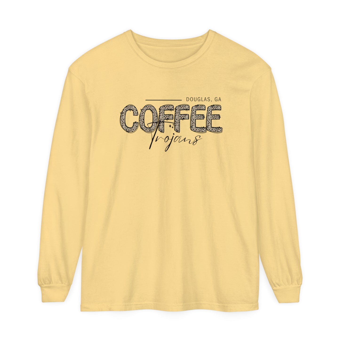 Comfort Colors Long-Sleeve T-Shirt Coffee Trojan Douglas Ga Leopard Print