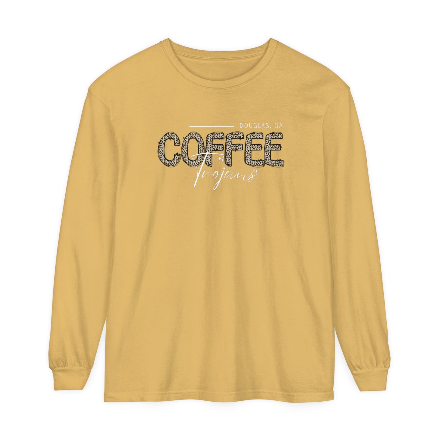 Comfort Colors Long-Sleeve T-Shirt Coffee Trojan Douglas Ga Leopard Print