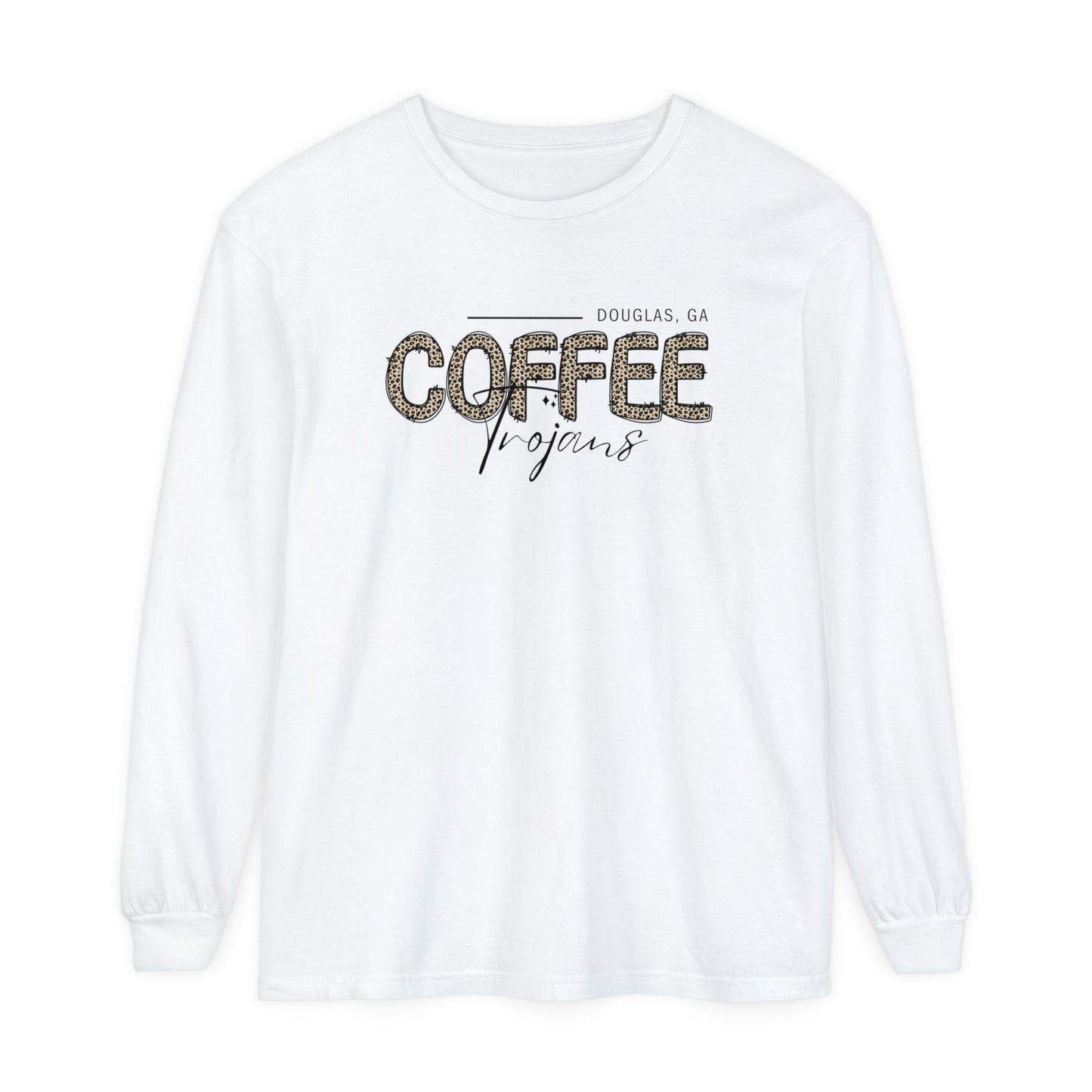 Comfort Colors Long-Sleeve T-Shirt Coffee Trojan Douglas Ga Leopard Print