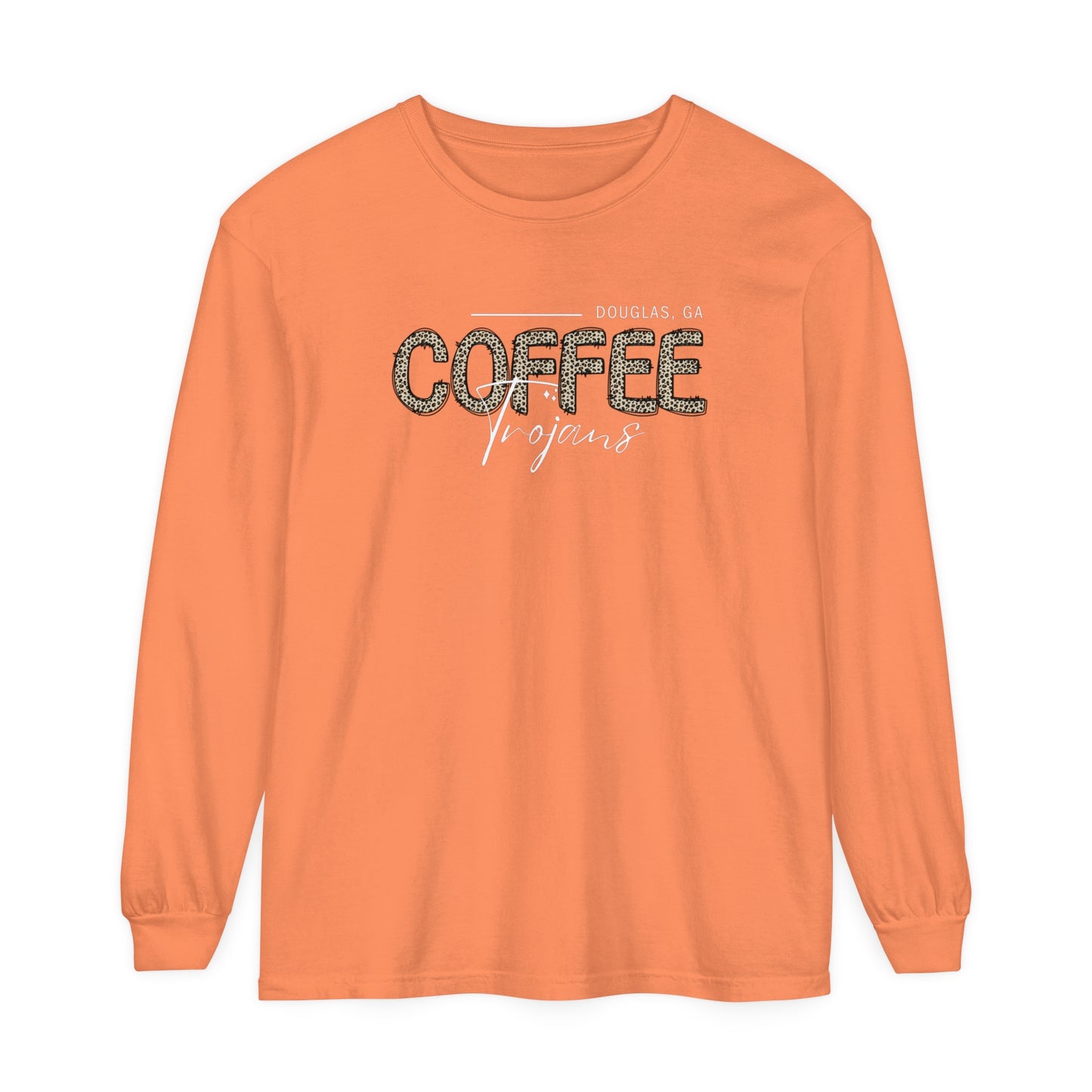 Comfort Colors Long-Sleeve T-Shirt Coffee Trojan Douglas Ga Leopard Print