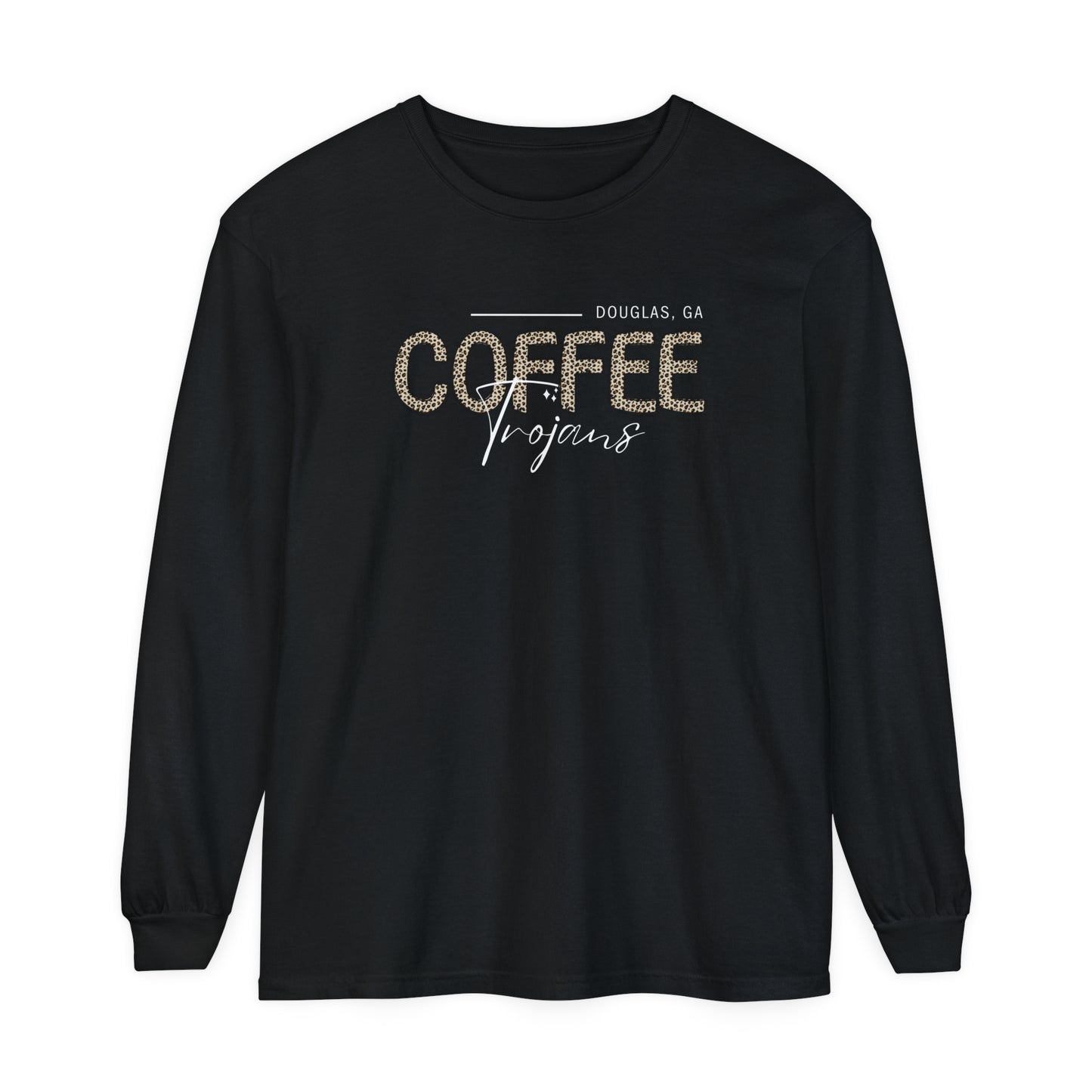 Comfort Colors Long-Sleeve T-Shirt Coffee Trojan Douglas Ga Leopard Print