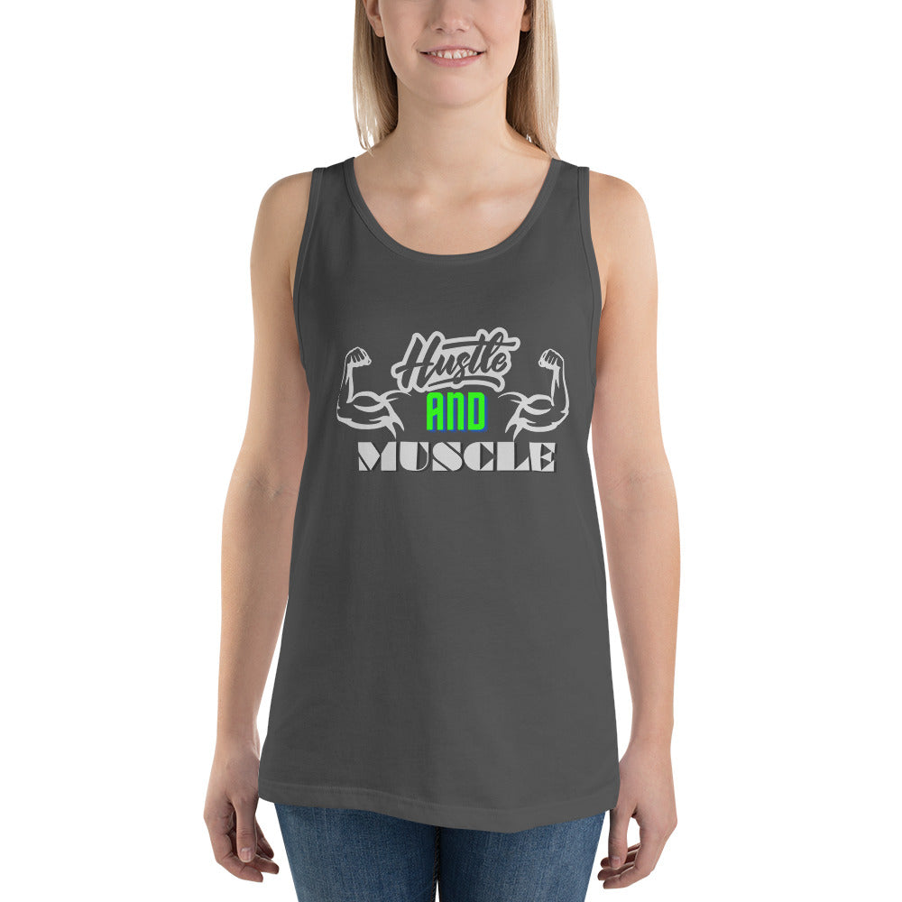 Crossfit Team Name Hustle and Muscle Unisex Tank Top