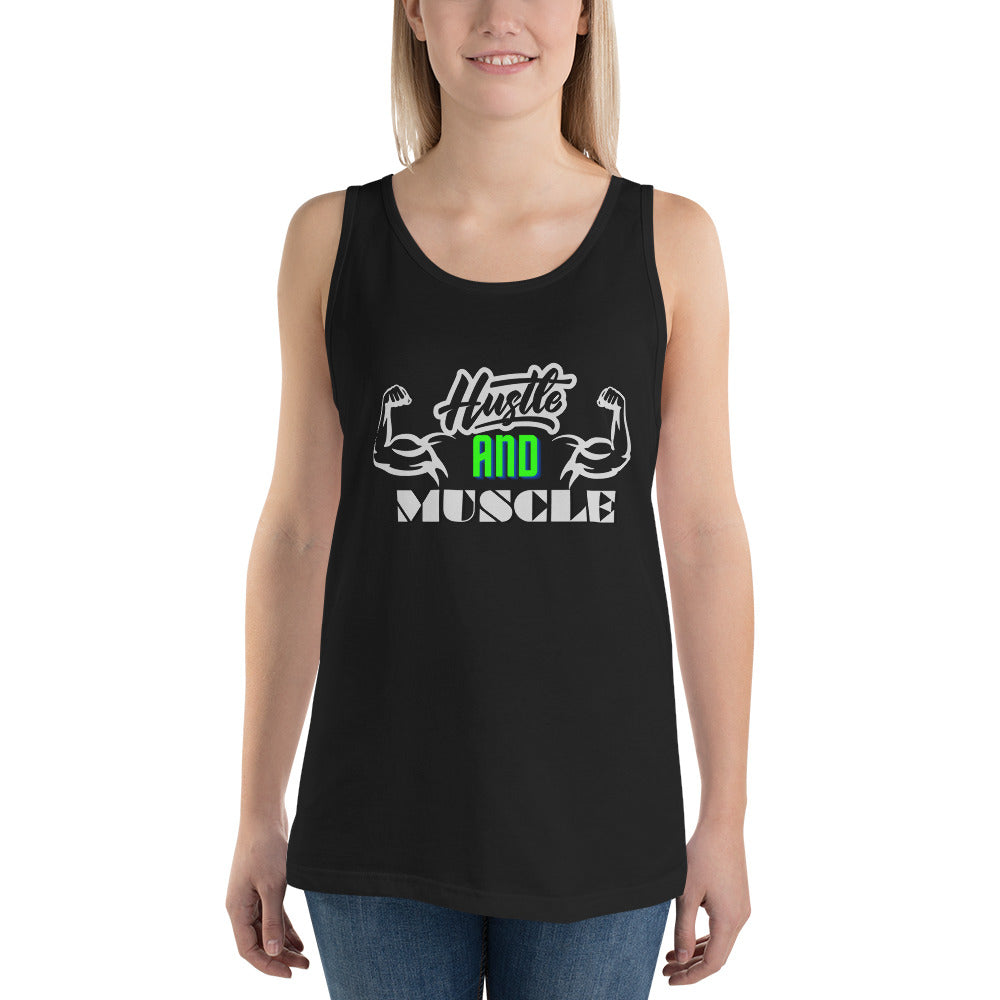 Crossfit Team Name Hustle and Muscle Unisex Tank Top