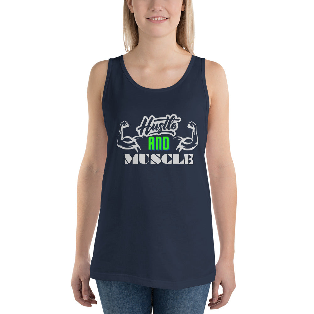 Crossfit Team Name Hustle and Muscle Unisex Tank Top