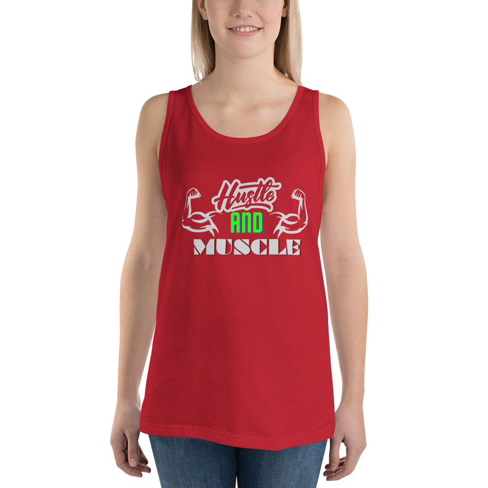 Crossfit Team Name Hustle and Muscle Unisex Tank Top