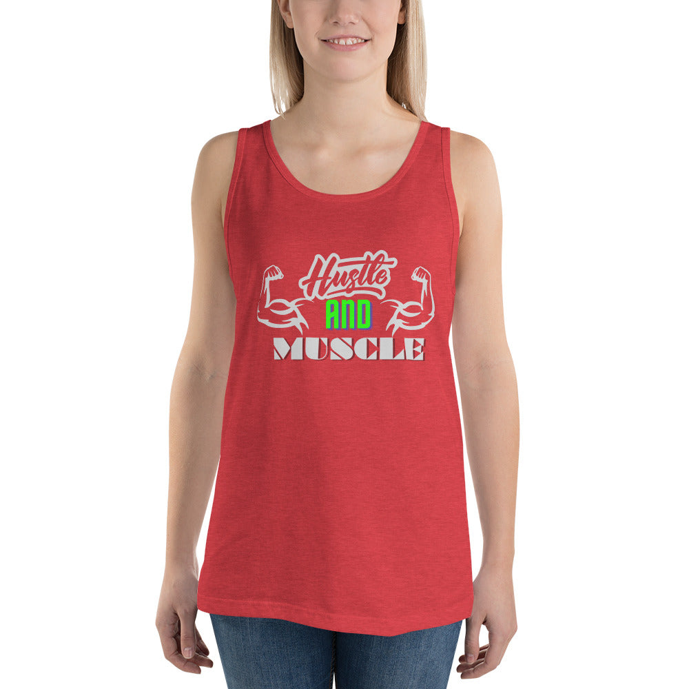 Crossfit Team Name Hustle and Muscle Unisex Tank Top