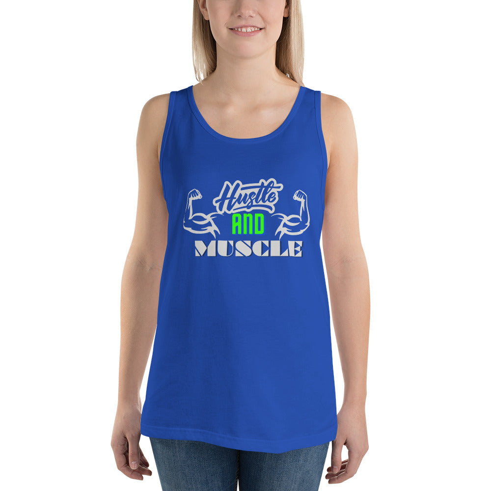 Crossfit Team Name Hustle and Muscle Unisex Tank Top