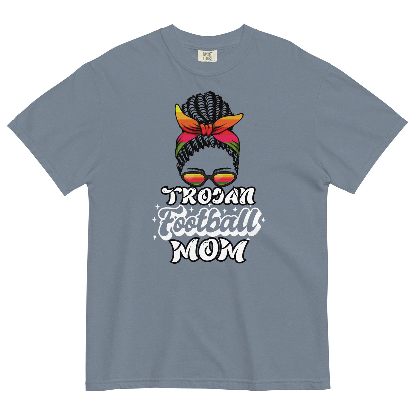 Trojan Football Mom Comfort Colors Heavyweight T-Shirt (Darker Colors)