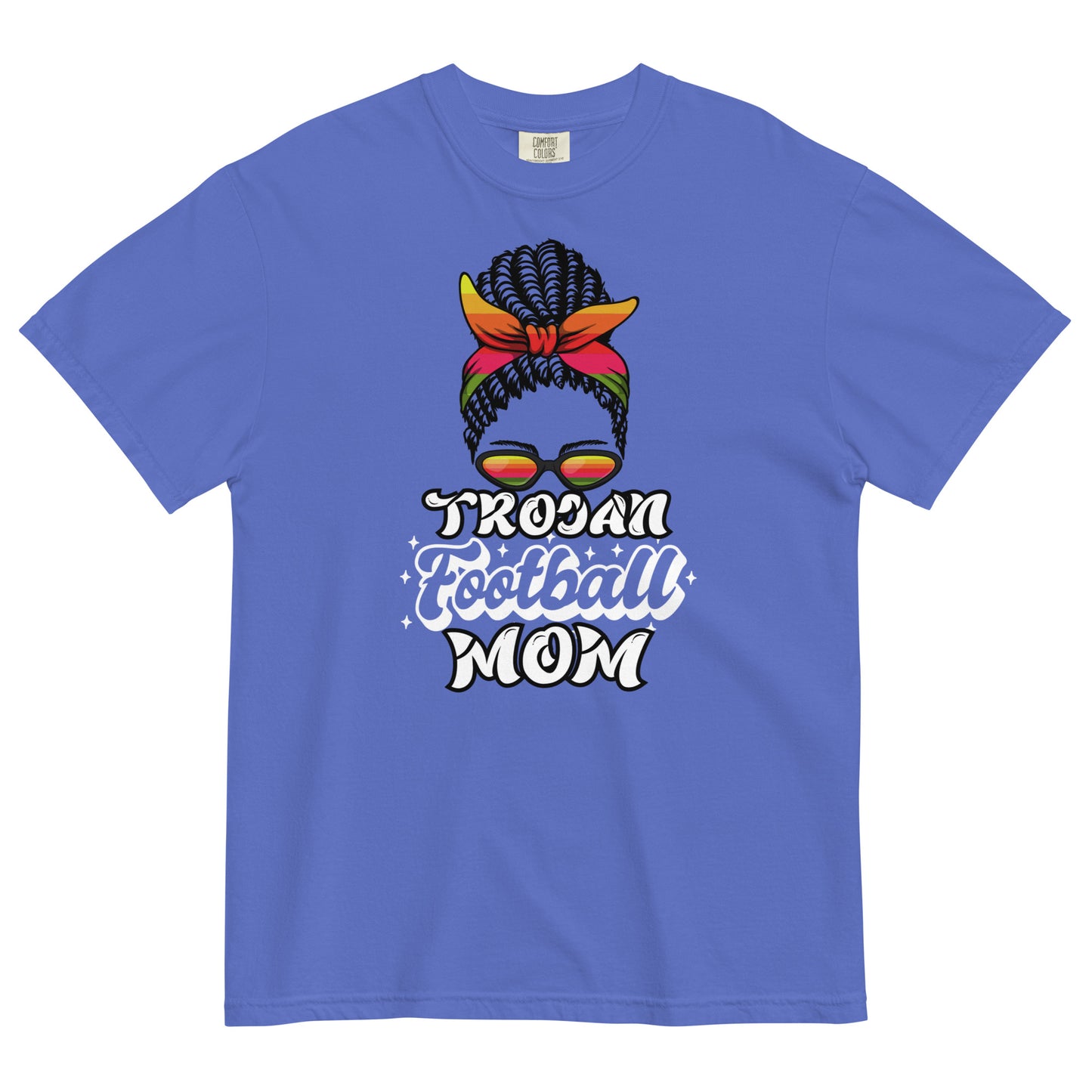 Trojan Football Mom Comfort Colors Heavyweight T-Shirt (Darker Colors)