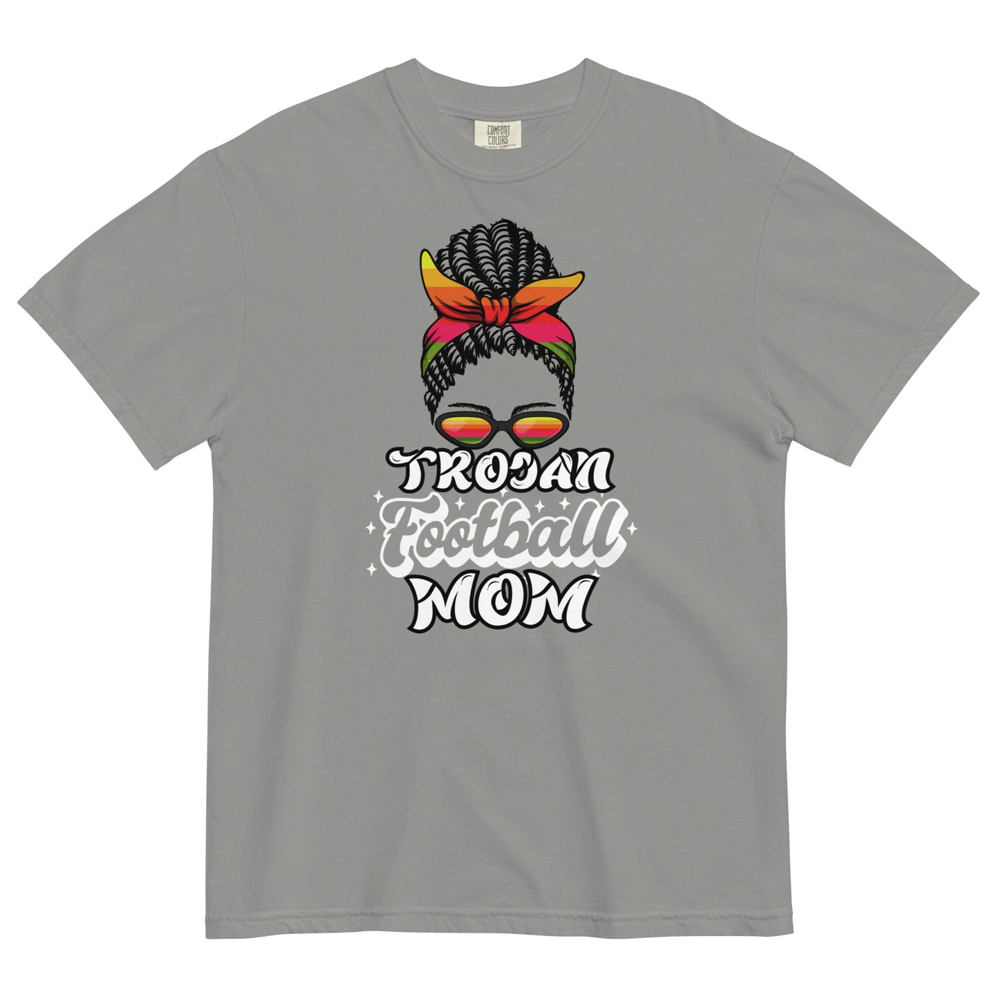 Trojan Football Mom Comfort Colors Heavyweight T-Shirt (Darker Colors)