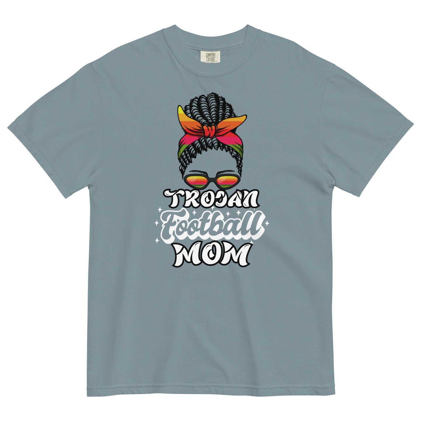 Trojan Football Mom Comfort Colors Heavyweight T-Shirt (Darker Colors)