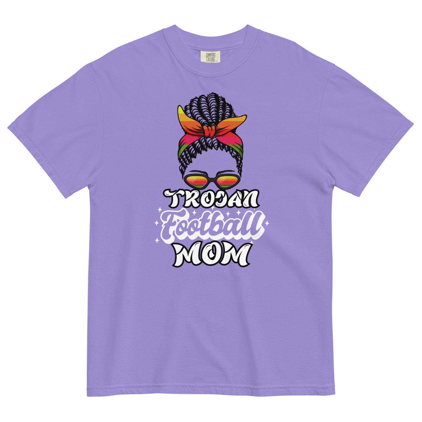 Trojan Football Mom Comfort Colors Heavyweight T-Shirt (Darker Colors)