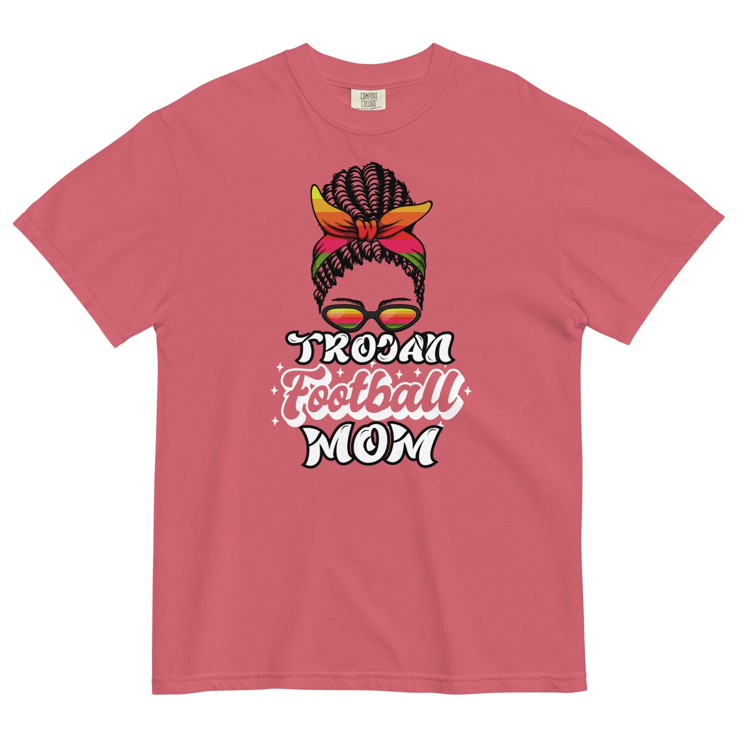 Trojan Football Mom Comfort Colors Heavyweight T-Shirt (Darker Colors)