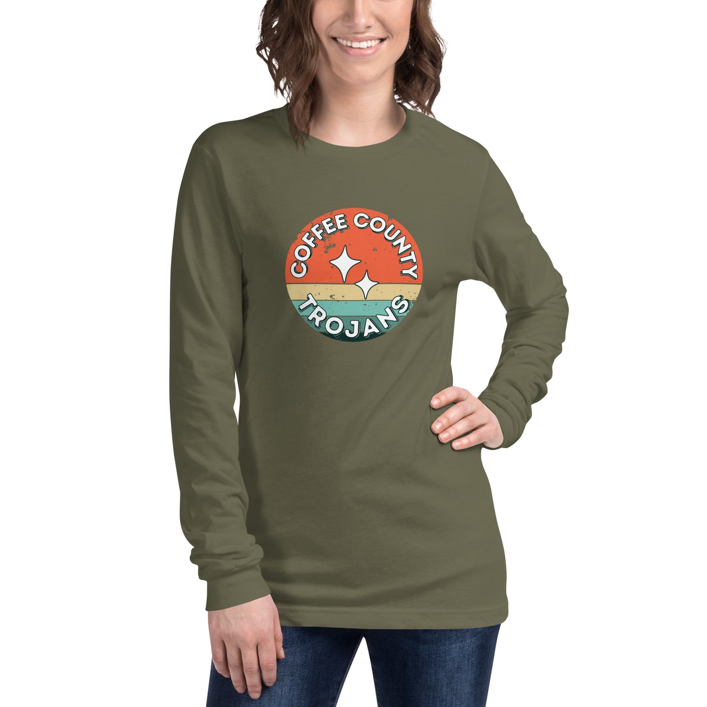 Trojan Coffee County Rustic Unisex Bella Canvas Long Sleeve Tee