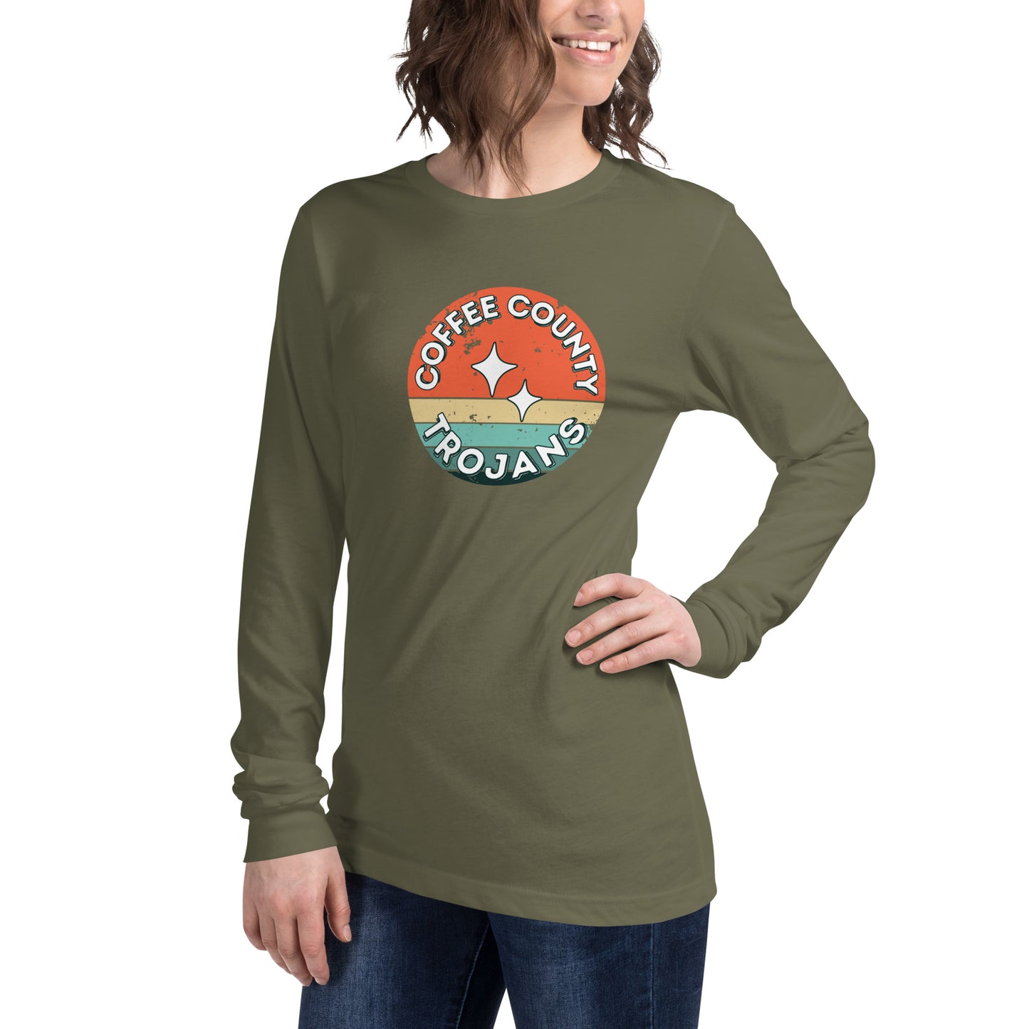 Trojan Coffee County Rustic Unisex Bella Canvas Long Sleeve Tee