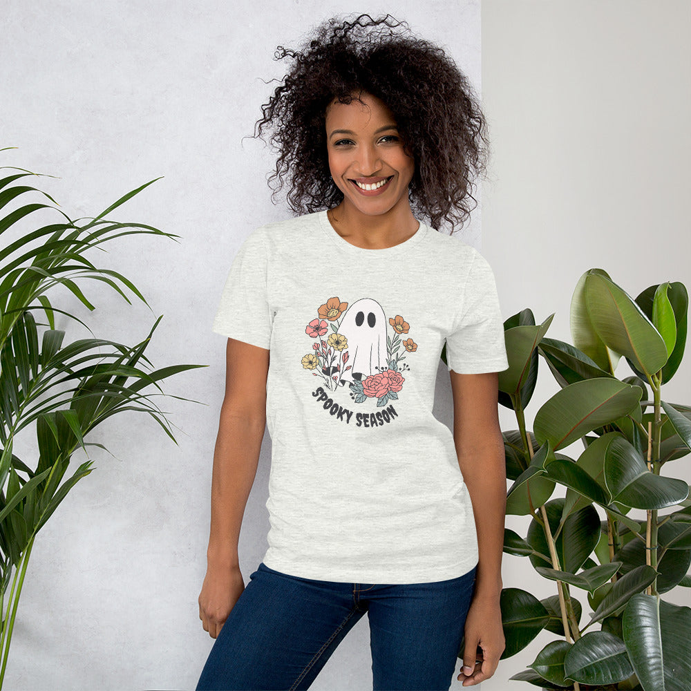 Halloween Flower Ghost Bella Canvas Unisex Tee