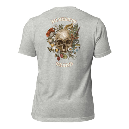 SilverTin Cottagecore Vintage Skull Flowers, Botanical Flowers, Gardening Aesthetic Shirt