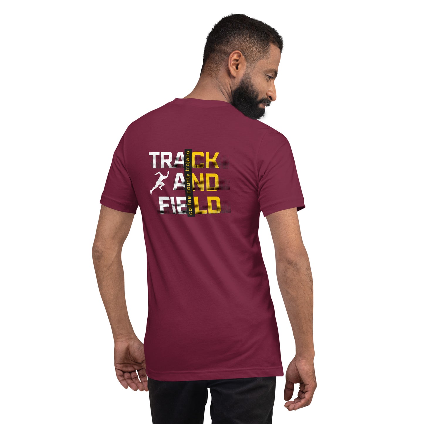 Coffee Trojan Track and Field Bella Canvas Unisex T-Shirt