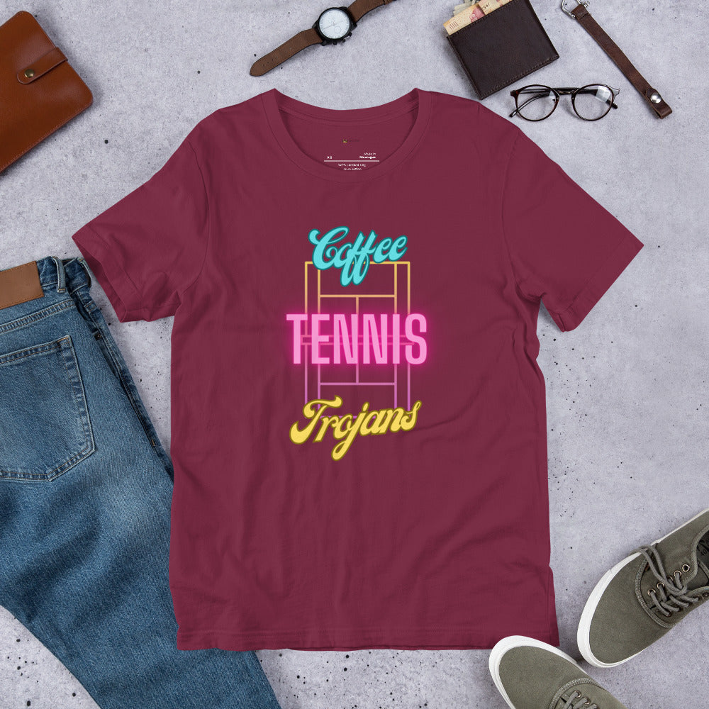 Coffee Trojans Tennis Unisex Bella Canvas T-Shirt