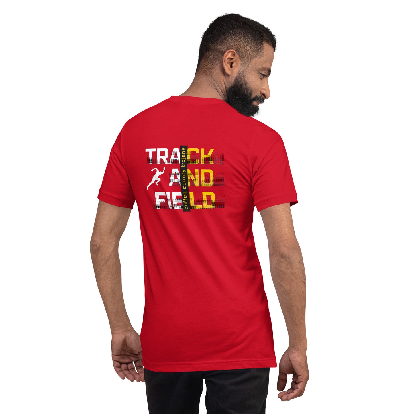 Coffee Trojan Track and Field Bella Canvas Unisex T-Shirt