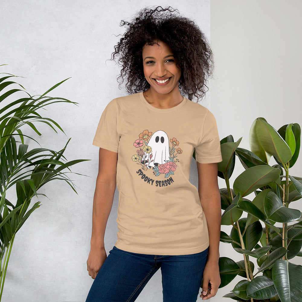 Halloween Flower Ghost Bella Canvas Unisex Tee