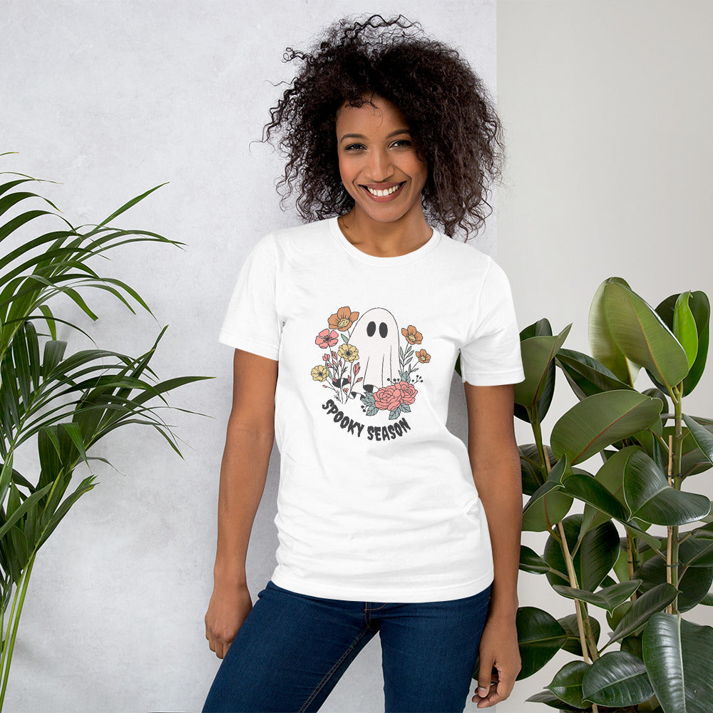 Halloween Flower Ghost Bella Canvas Unisex Tee