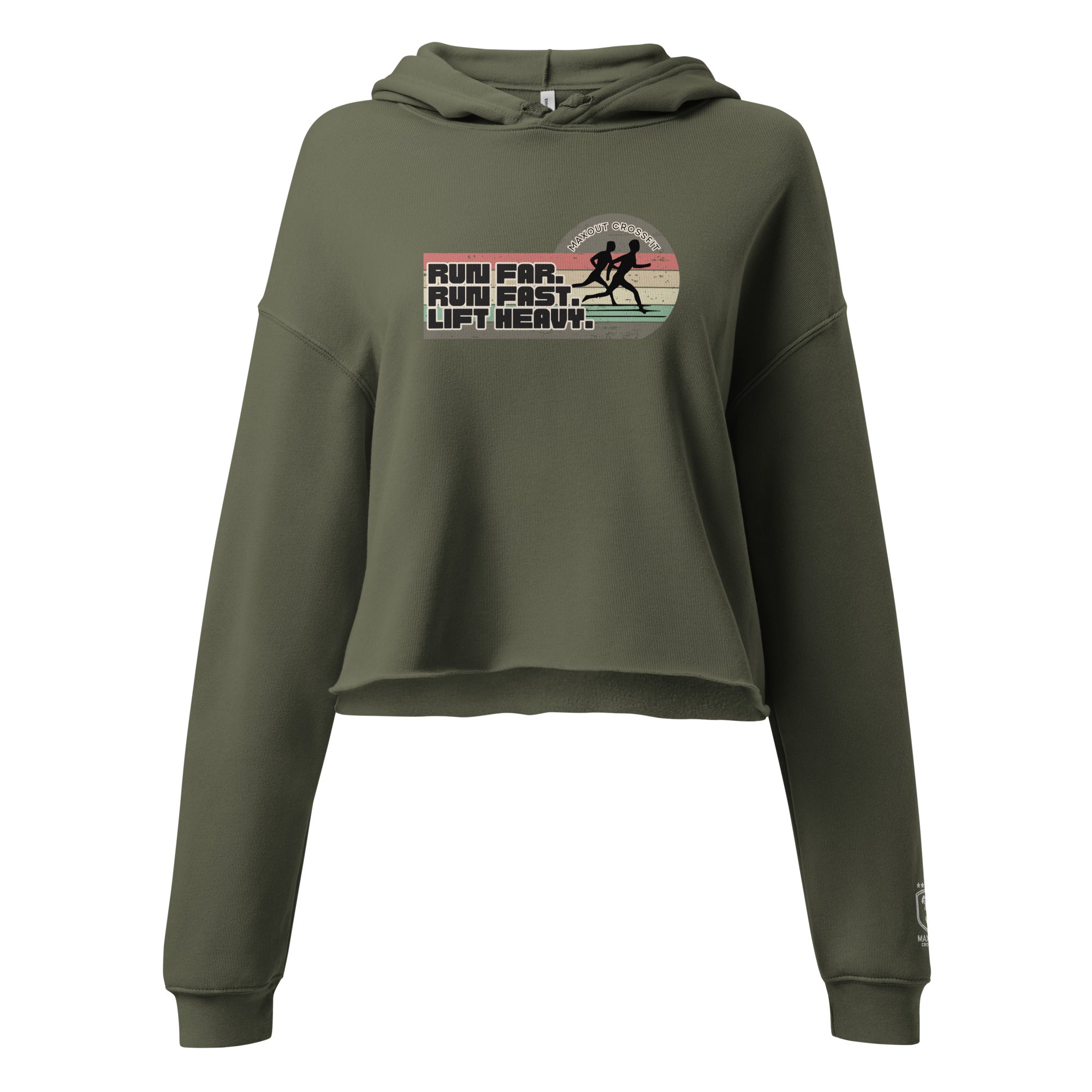 Maxout Run Far. Run Fast. Lift Heavy. Cropped Hoodie – SilverTin Brand