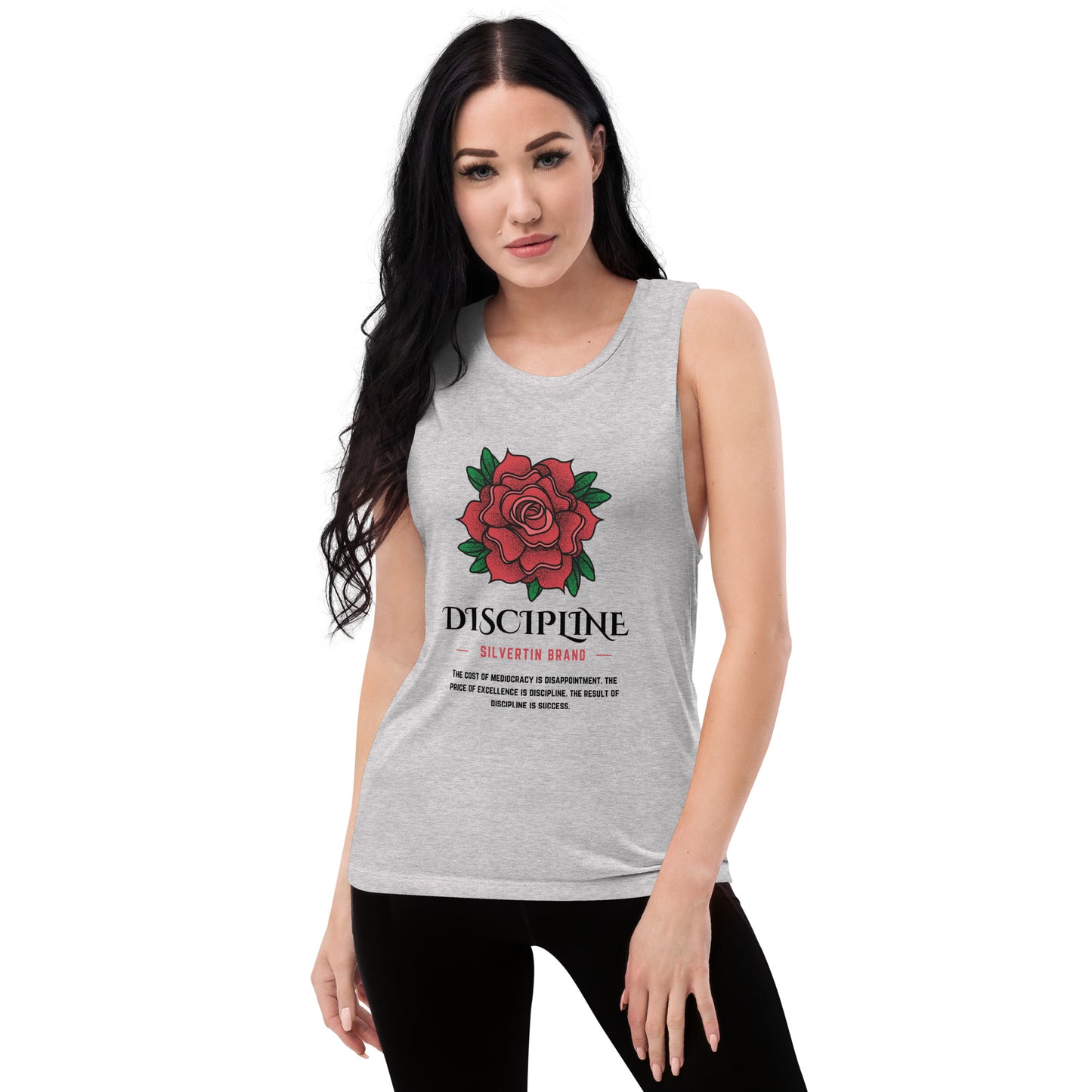 SilverTin Discipline Mediocracy Success Vintage Rose Ladies’ Muscle Gym Tank