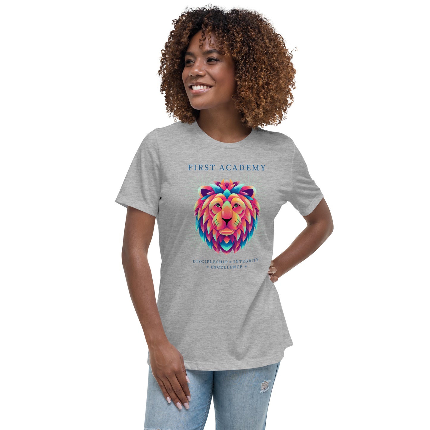 First Academy Lions Bella Canvas Women's Relaxed School T-Shirt