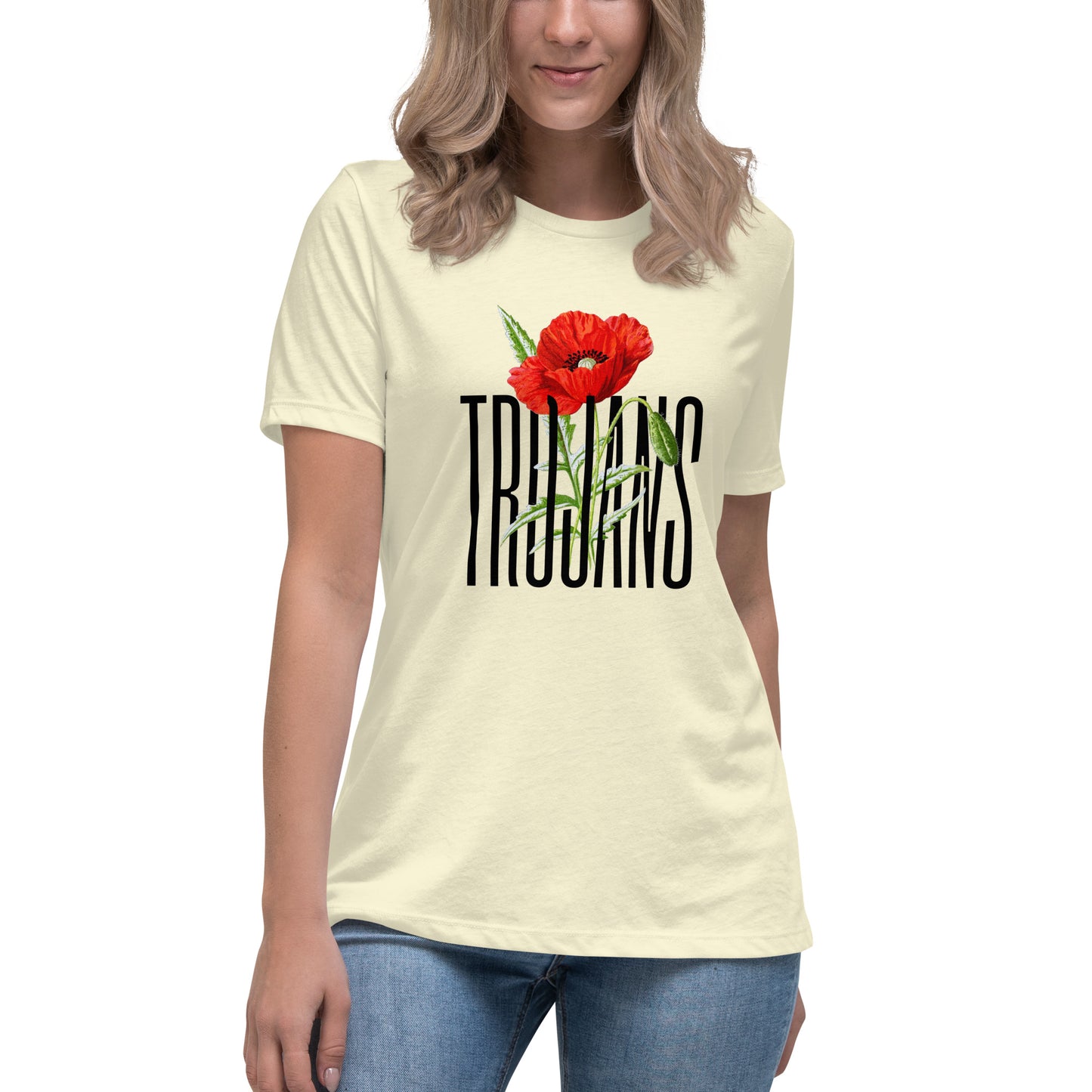 Trojan Coffee Women's Relaxed Bella Canvas T-Shirt-Poppy