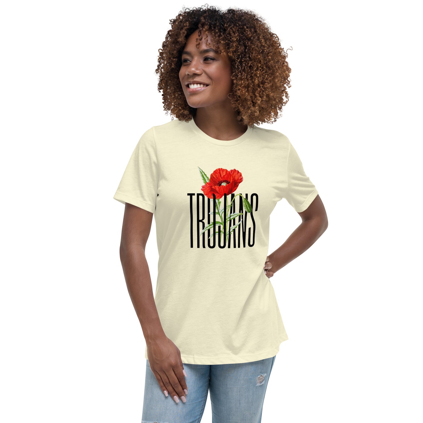 Trojan Coffee Women's Relaxed Bella Canvas T-Shirt-Poppy