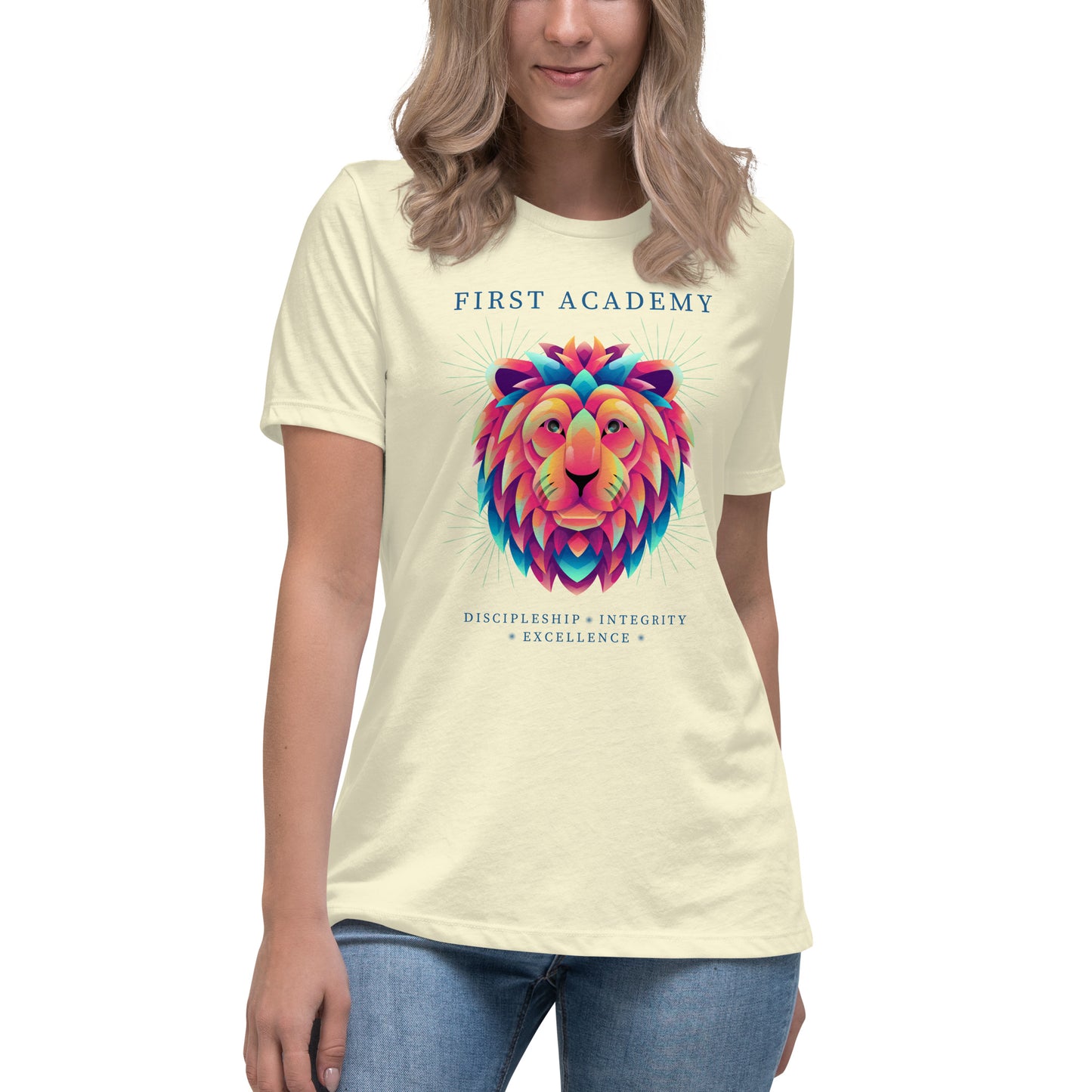 First Academy Lions Bella Canvas Women's Relaxed School T-Shirt