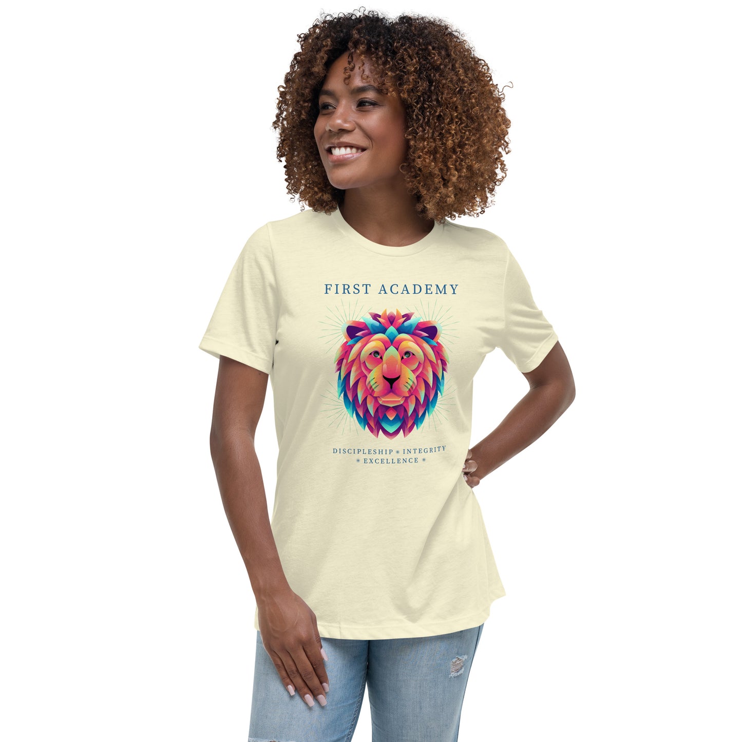 First Academy Lions Bella Canvas Women's Relaxed School T-Shirt