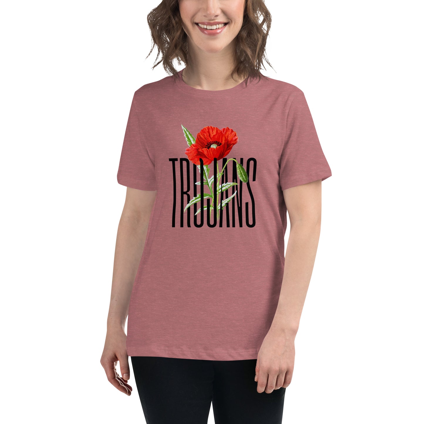 Trojan Coffee Women's Relaxed Bella Canvas T-Shirt-Poppy