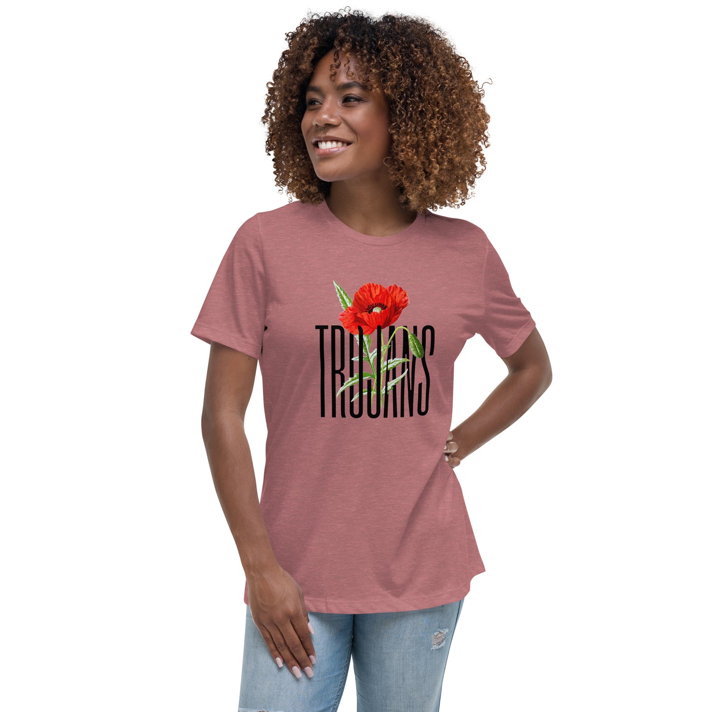 Trojan Coffee Women's Relaxed Bella Canvas T-Shirt-Poppy