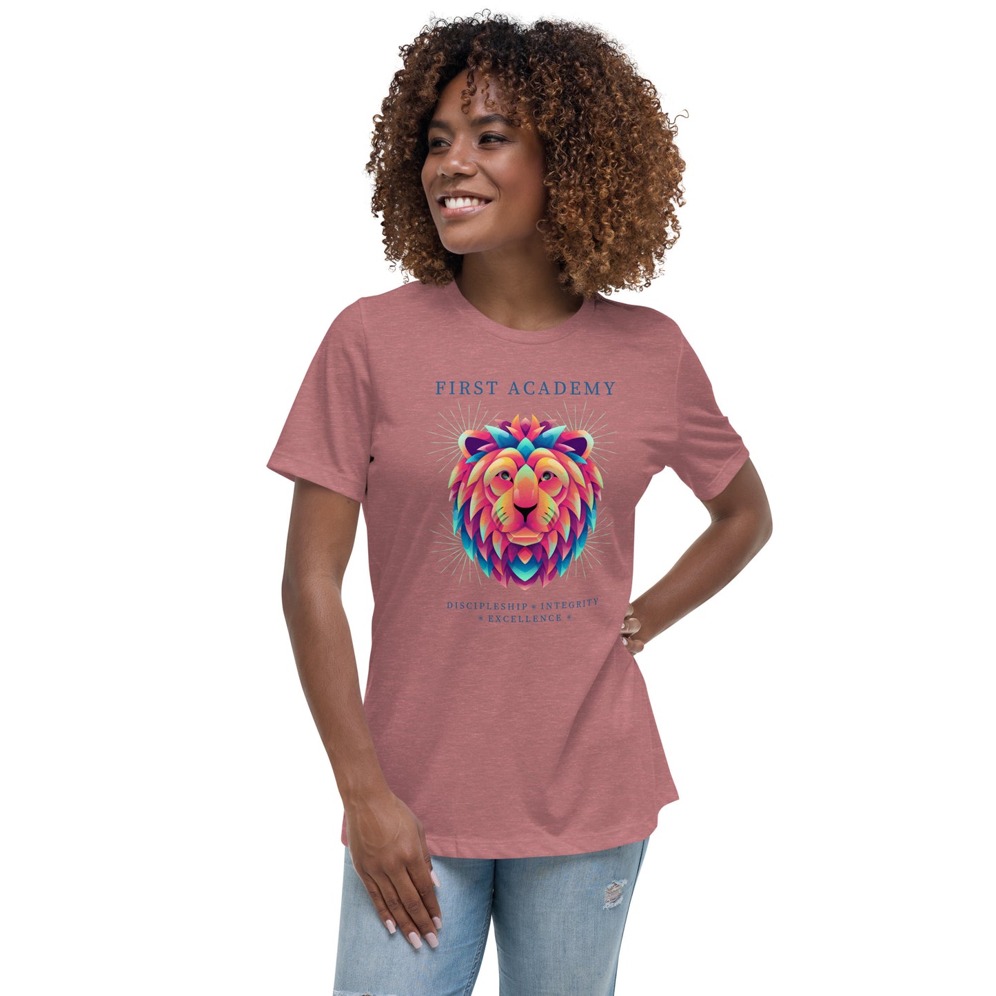 First Academy Lions Bella Canvas Women's Relaxed School T-Shirt