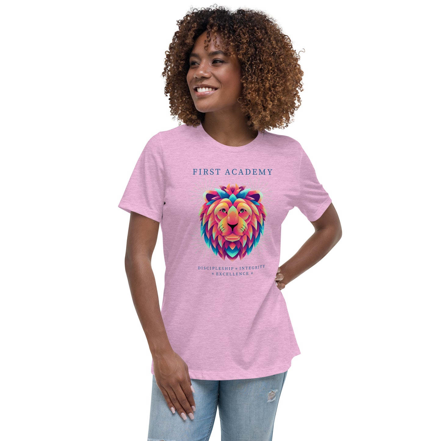 First Academy Lions Bella Canvas Women's Relaxed School T-Shirt