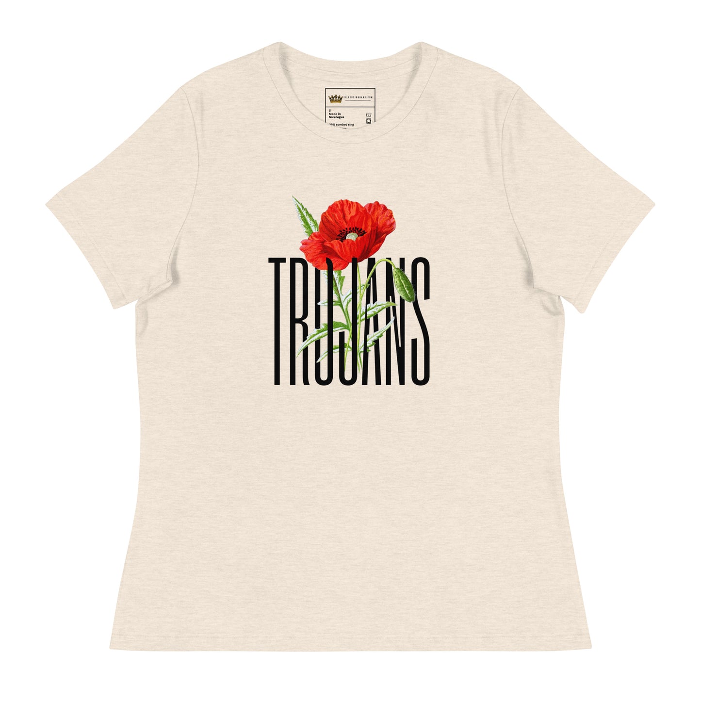 Trojan Coffee Women's Relaxed Bella Canvas T-Shirt-Poppy