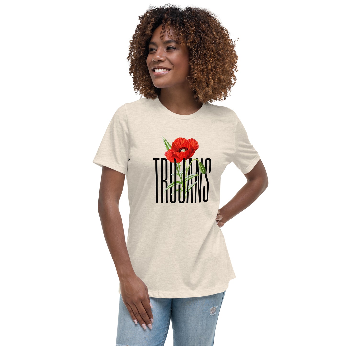 Trojan Coffee Women's Relaxed Bella Canvas T-Shirt-Poppy