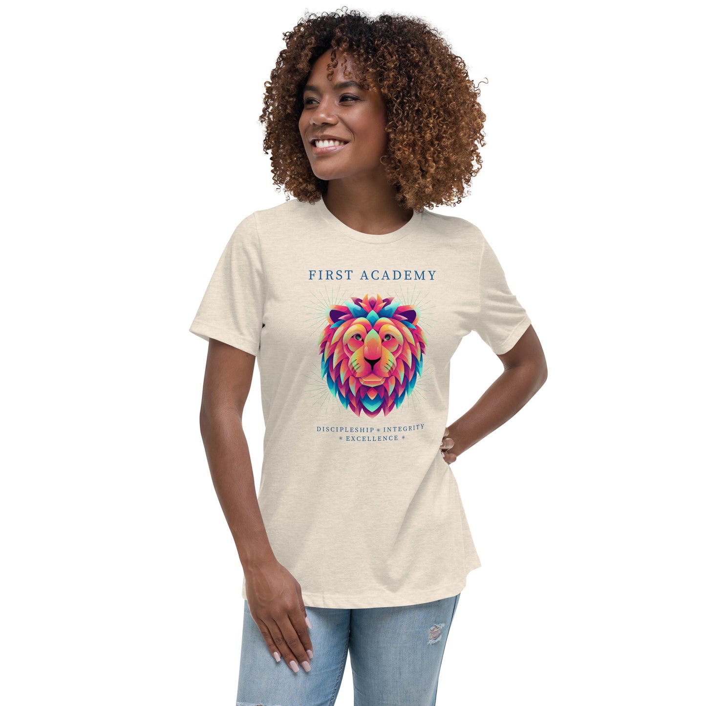 First Academy Lions Bella Canvas Women's Relaxed School T-Shirt