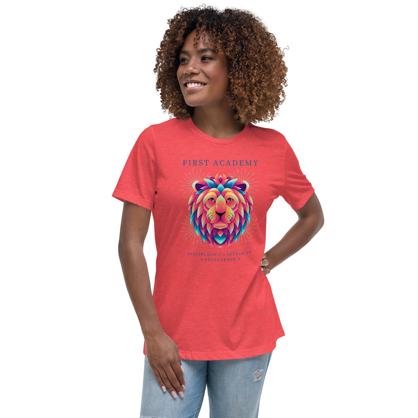 First Academy Lions Bella Canvas Women's Relaxed School T-Shirt