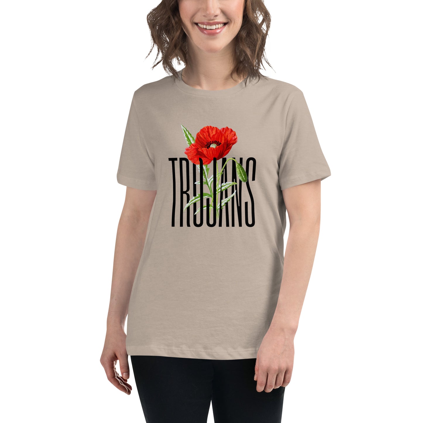 Trojan Coffee Women's Relaxed Bella Canvas T-Shirt-Poppy