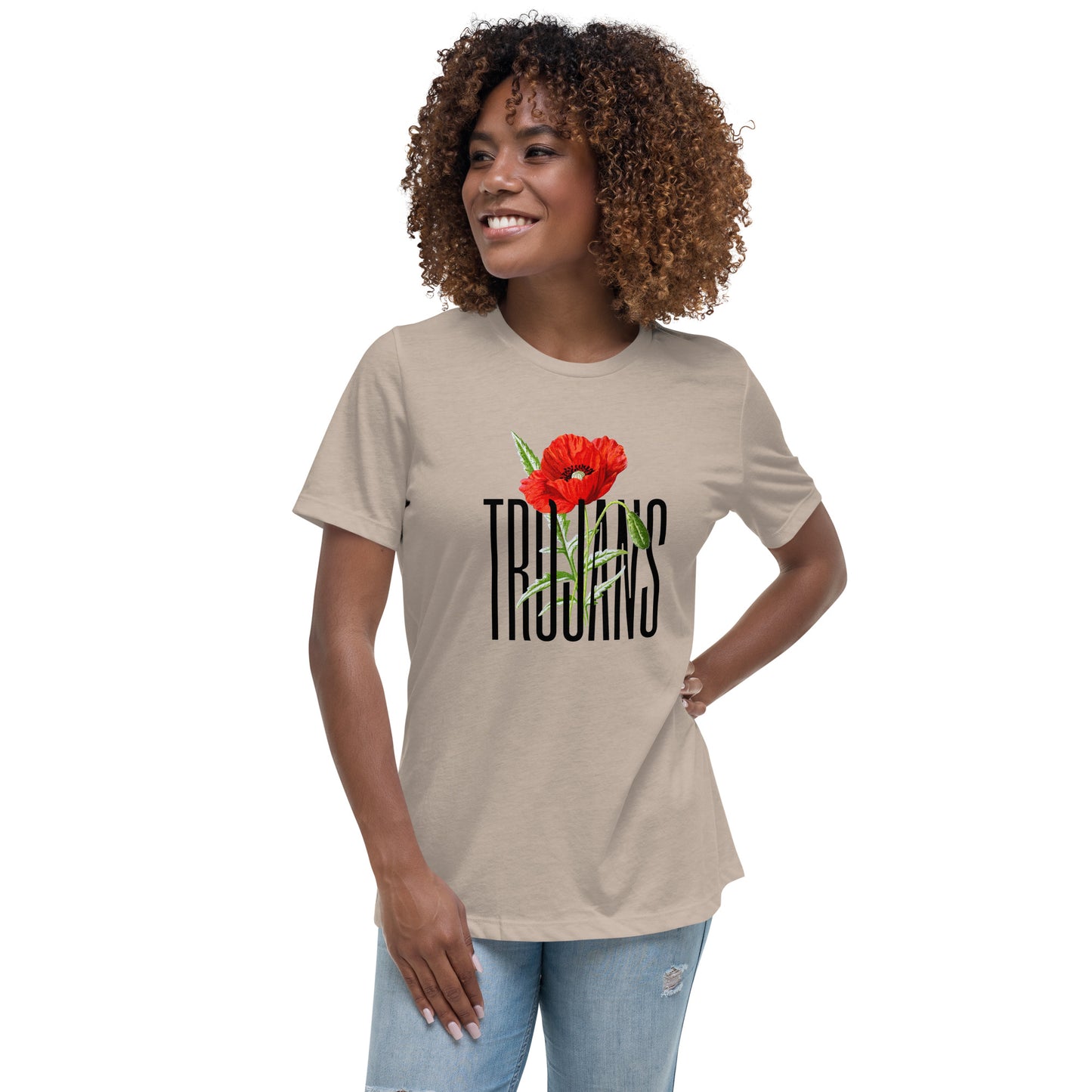 Trojan Coffee Women's Relaxed Bella Canvas T-Shirt-Poppy