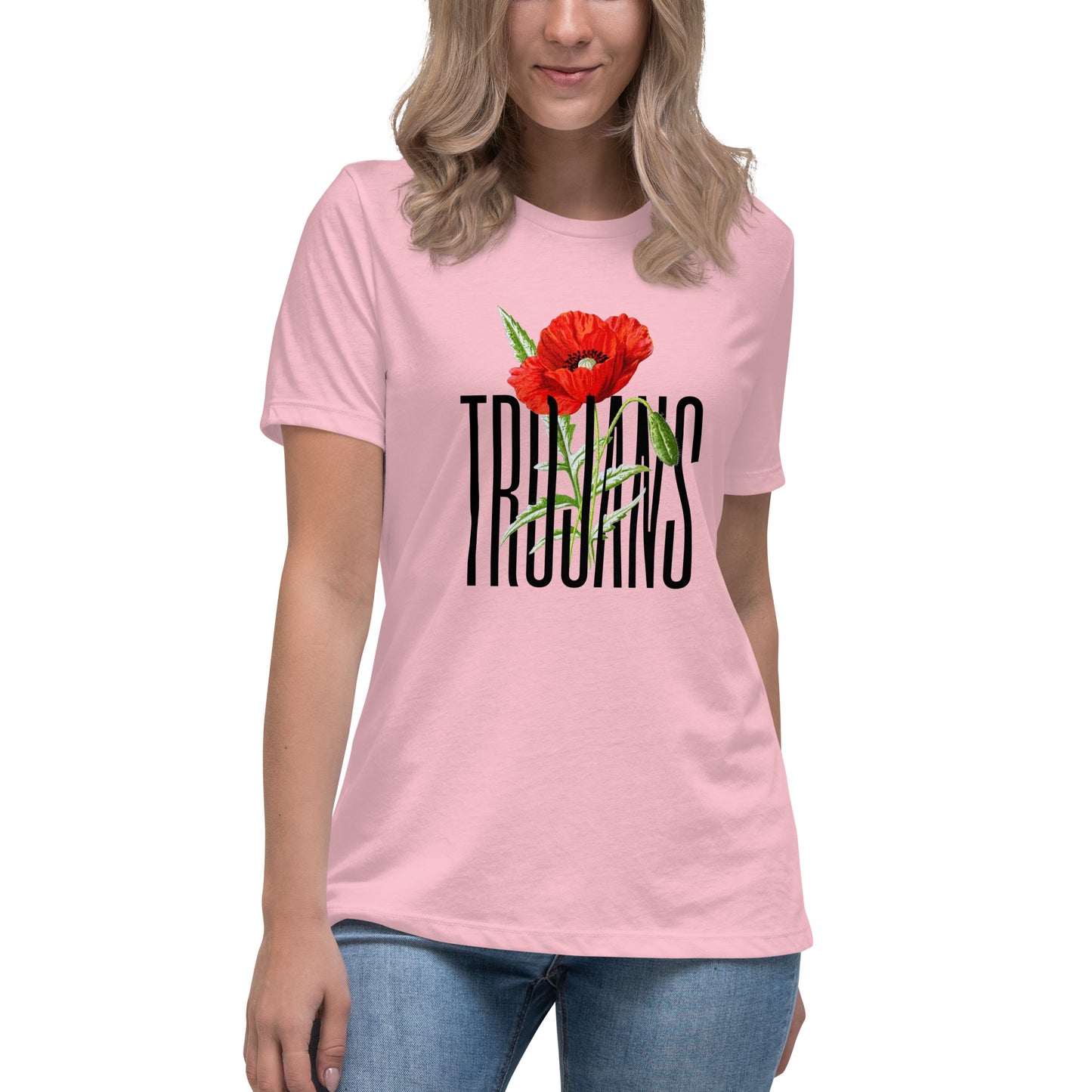 Trojan Coffee Women's Relaxed Bella Canvas T-Shirt-Poppy