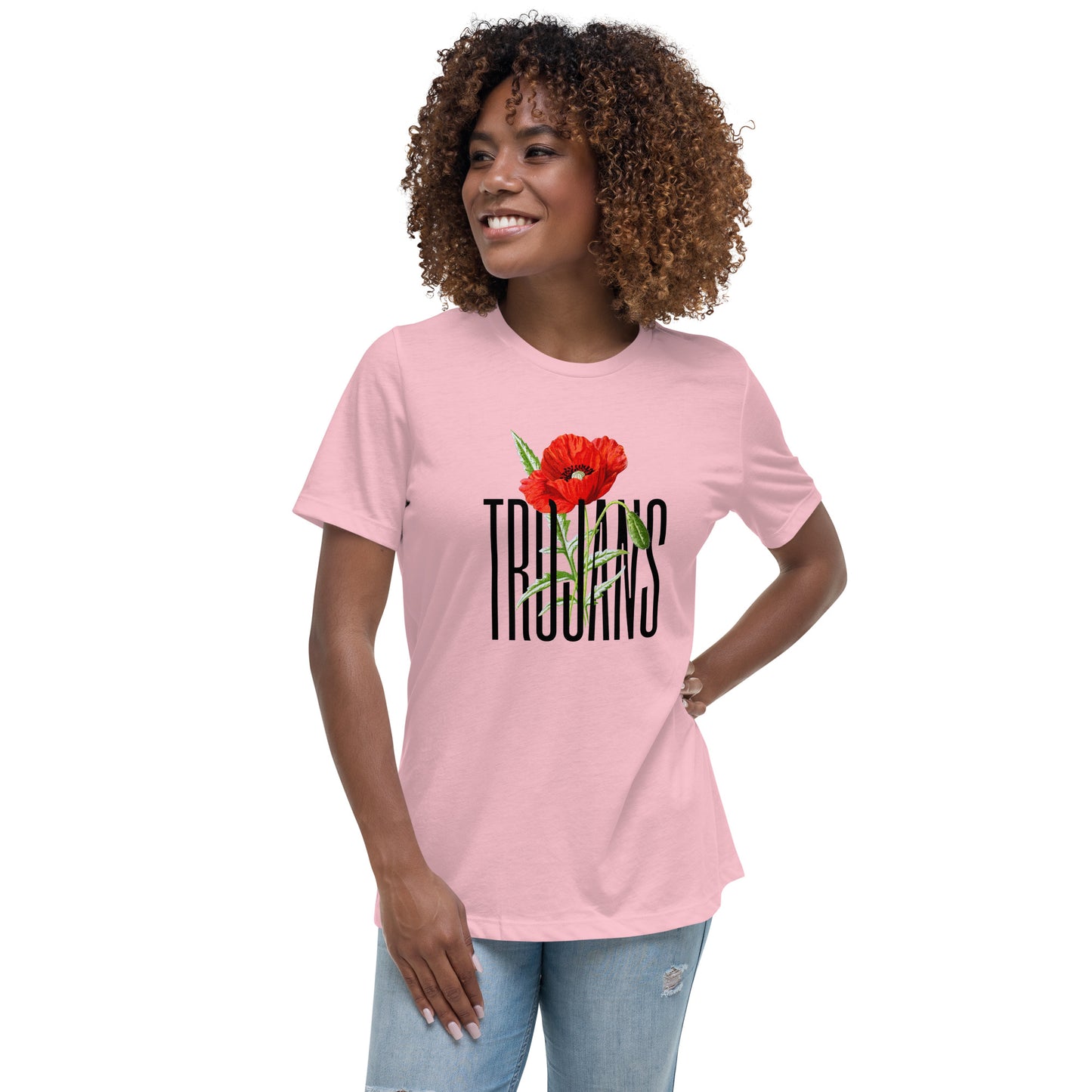 Trojan Coffee Women's Relaxed Bella Canvas T-Shirt-Poppy