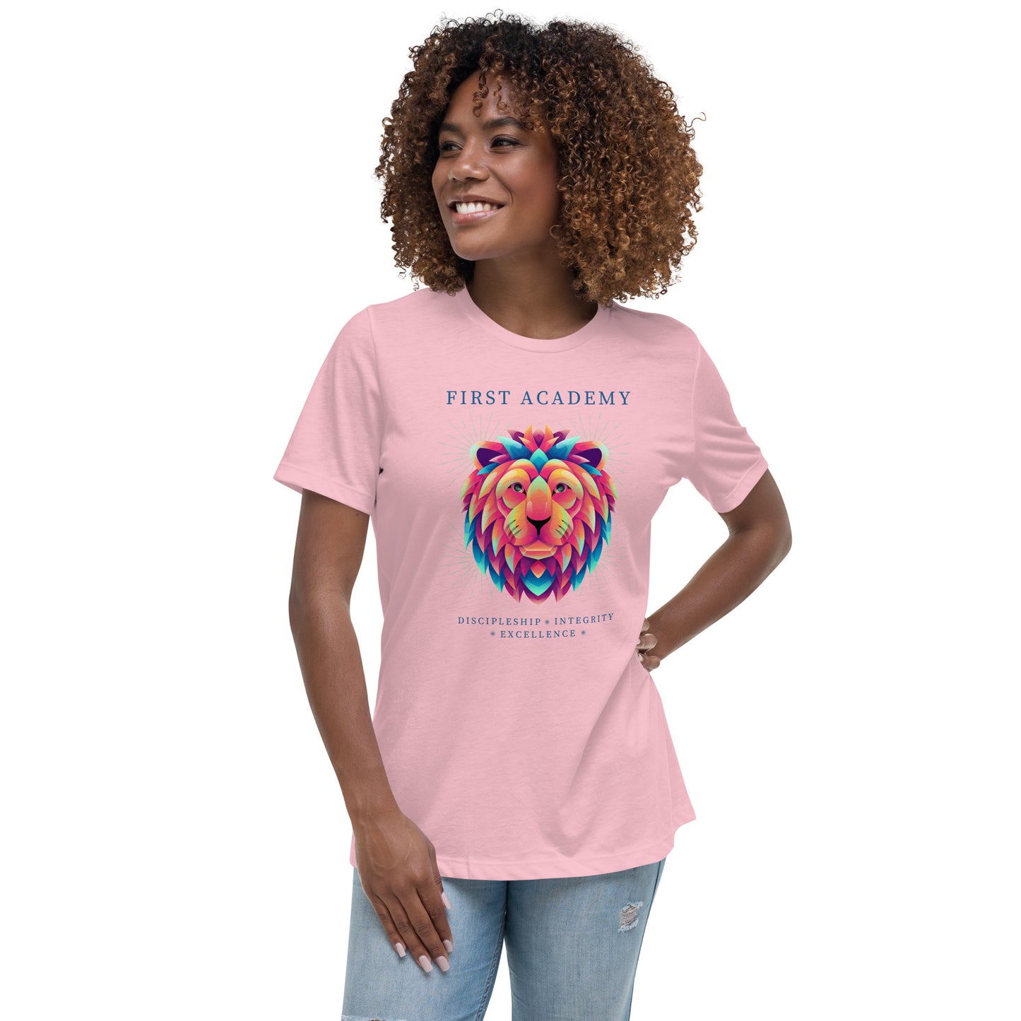 First Academy Lions Bella Canvas Women's Relaxed School T-Shirt