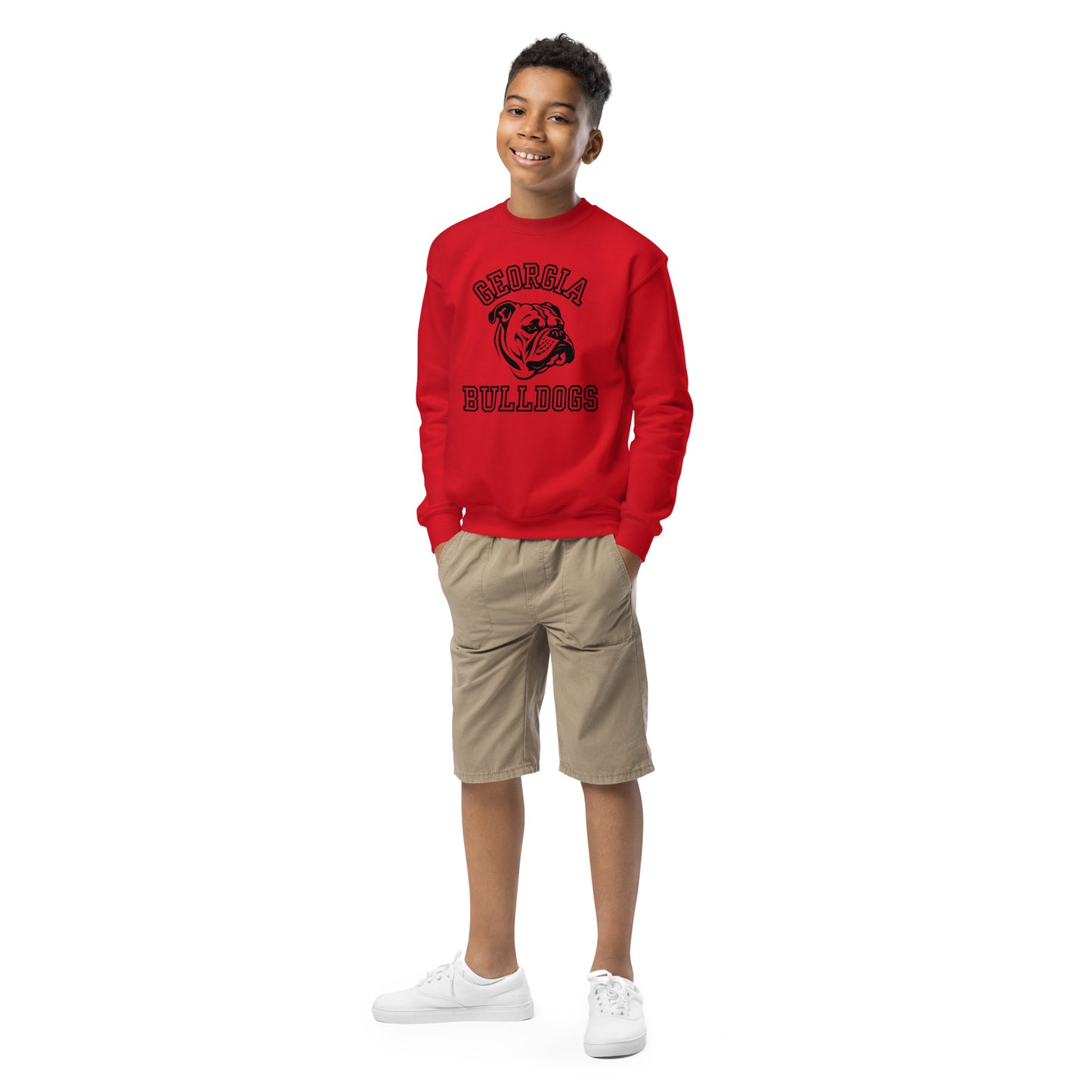 Youth Georgia Bulldogs Crewneck Sweatshirt, Game Day Shirt, Kids Mascot Sweatshirt