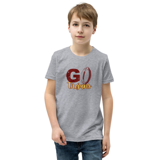 Youth Go Trojans Football Bella Canvas T-Shirt